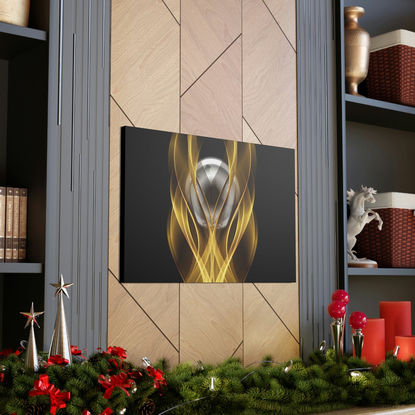 Home Decor Custom Wall ART | Canvas Frame Gold and Black Print | Painting Poster | Abstract Design | Modern Home Office Wall Frame | Firelin