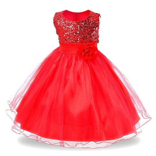 Christmas Girl Dress Princess Wedding Party sequins Sleeveless New Year Clothes-Girls Sequin Dress-Top Super Deals-as picture 3-3T-Free Item Online