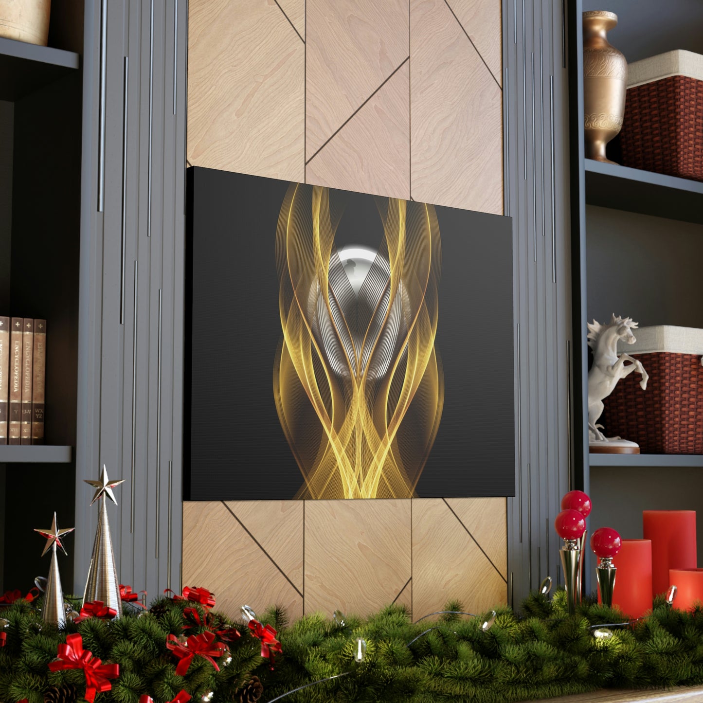 Home Decor Custom Wall ART | Canvas Frame Gold and Black Print | Painting Poster | Abstract Design | Modern Home Office Wall Frame | Firelin