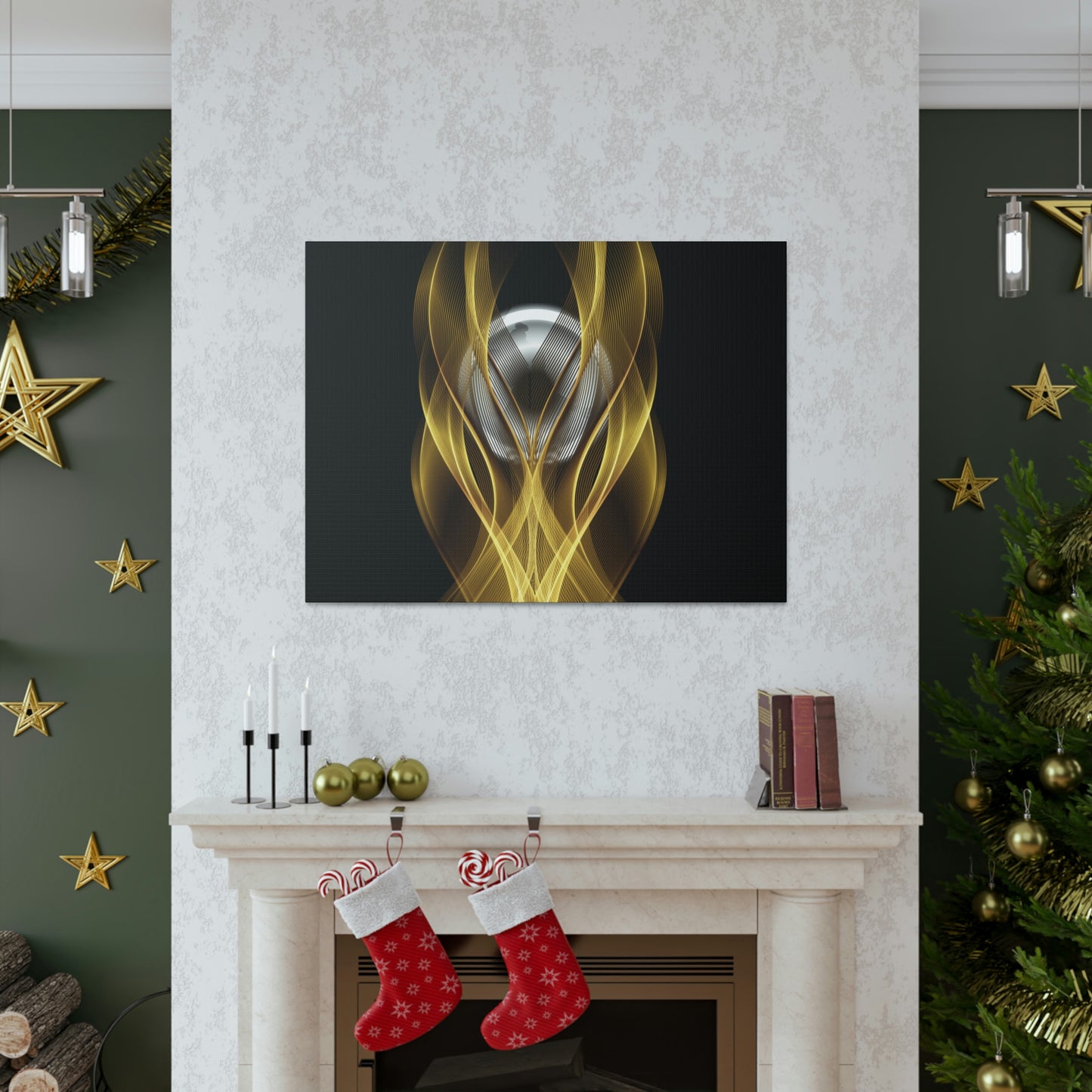 Home Decor Custom Wall ART | Canvas Frame Gold and Black Print | Painting Poster | Abstract Design | Modern Home Office Wall Frame | Firelin