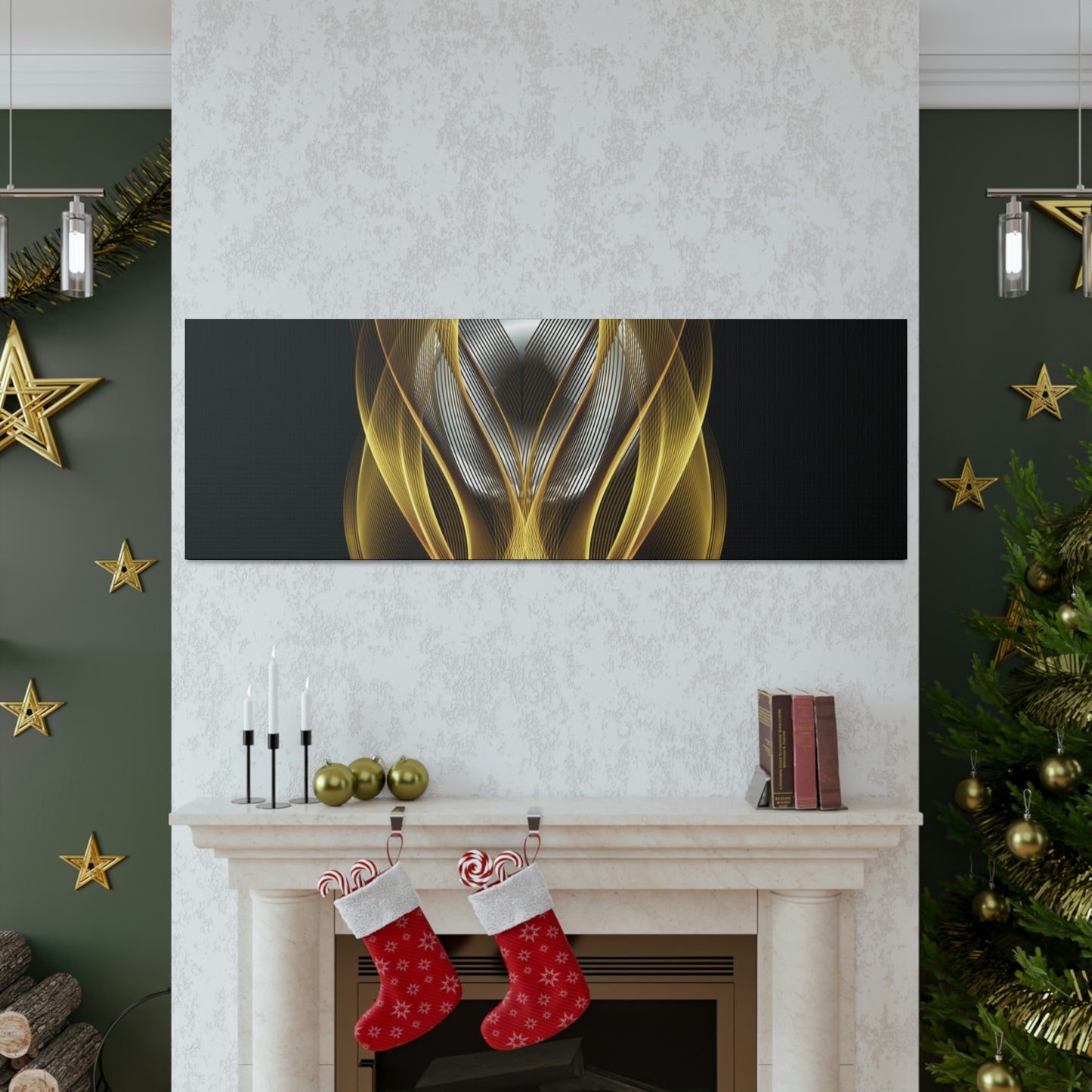 Home Decor Custom Wall ART | Canvas Frame Gold and Black Print | Painting Poster | Abstract Design | Modern Home Office Wall Frame | Firelin