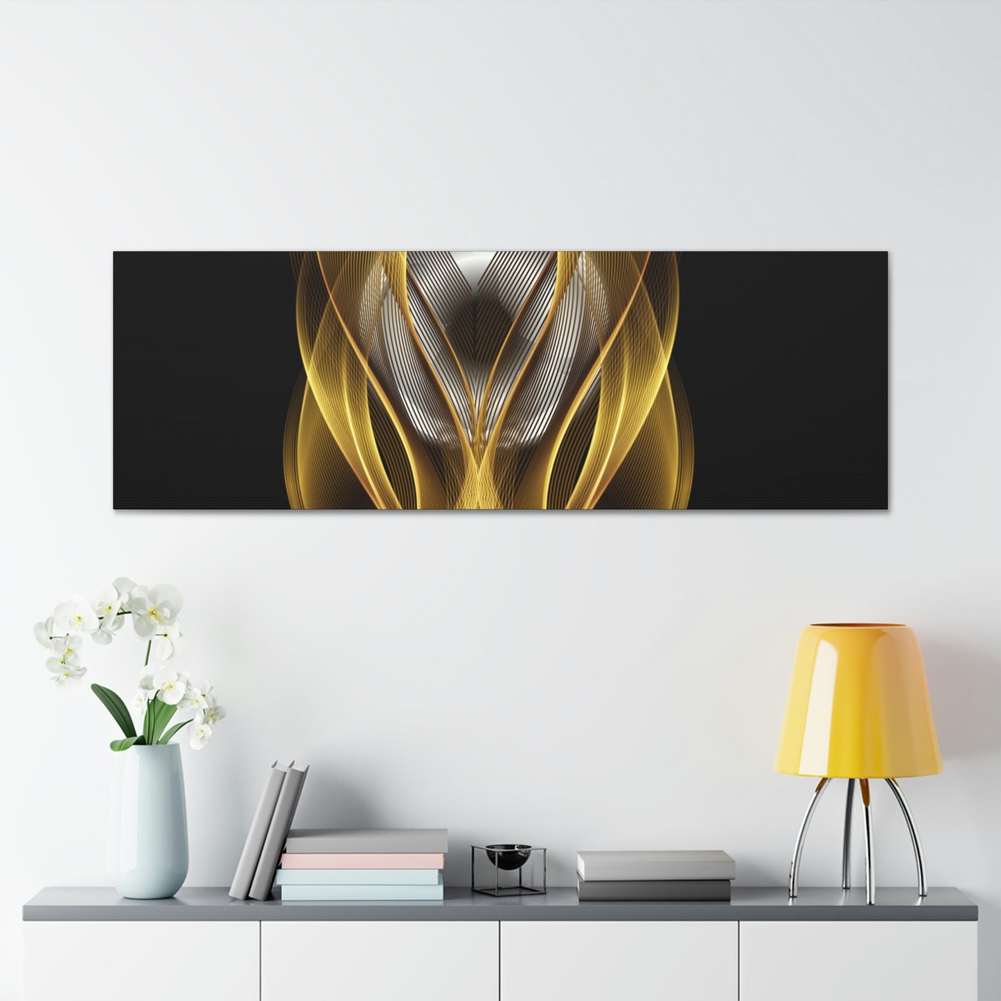 Home Decor Custom Wall ART | Canvas Frame Gold and Black Print | Painting Poster | Abstract Design | Modern Home Office Wall Frame | Firelin