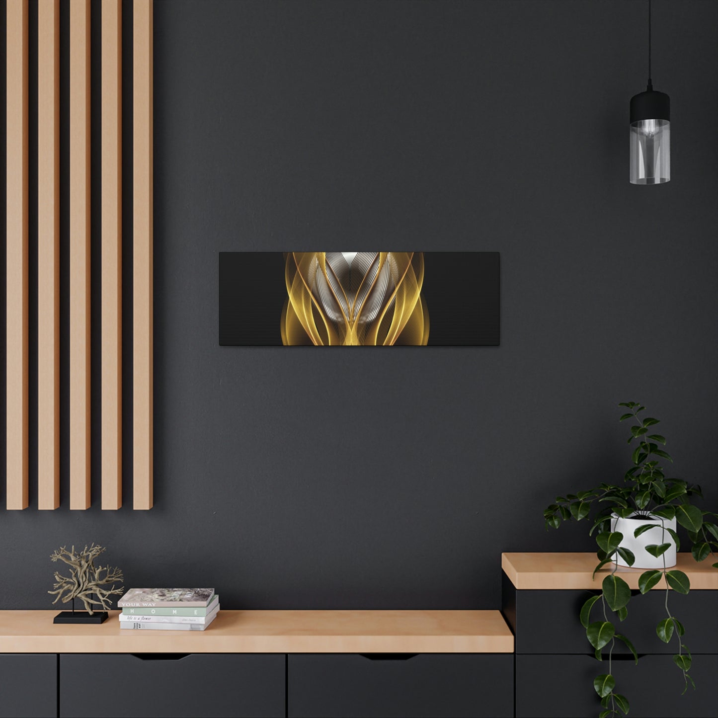 Home Decor Custom Wall ART | Canvas Frame Gold and Black Print | Painting Poster | Abstract Design | Modern Home Office Wall Frame | Firelin