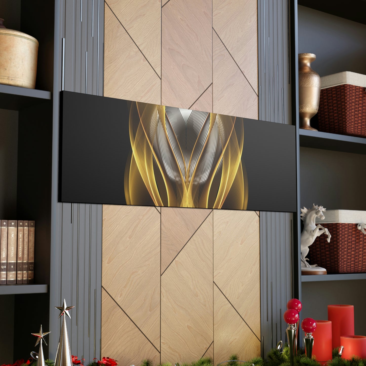 Home Decor Custom Wall ART | Canvas Frame Gold and Black Print | Painting Poster | Abstract Design | Modern Home Office Wall Frame | Firelin