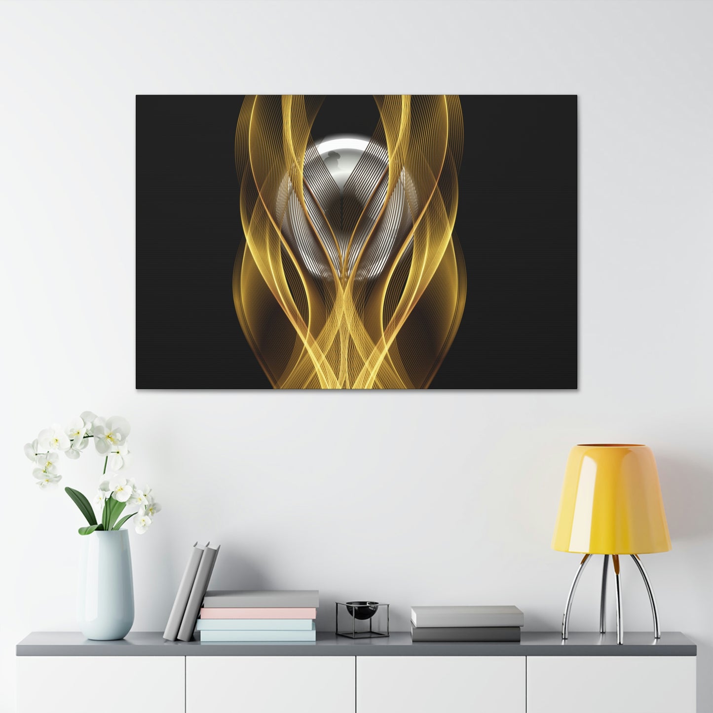 Home Decor Custom Wall ART | Canvas Frame Gold and Black Print | Painting Poster | Abstract Design | Modern Home Office Wall Frame | Firelin