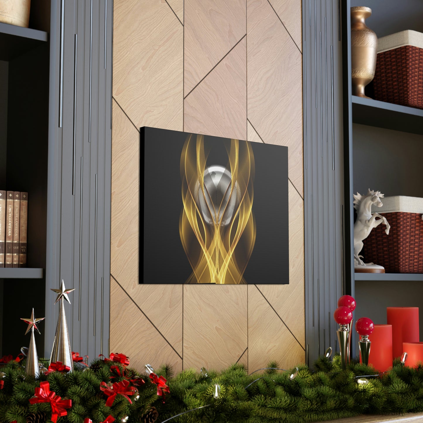 Home Decor Custom Wall ART | Canvas Frame Gold and Black Print | Painting Poster | Abstract Design | Modern Home Office Wall Frame | Firelin