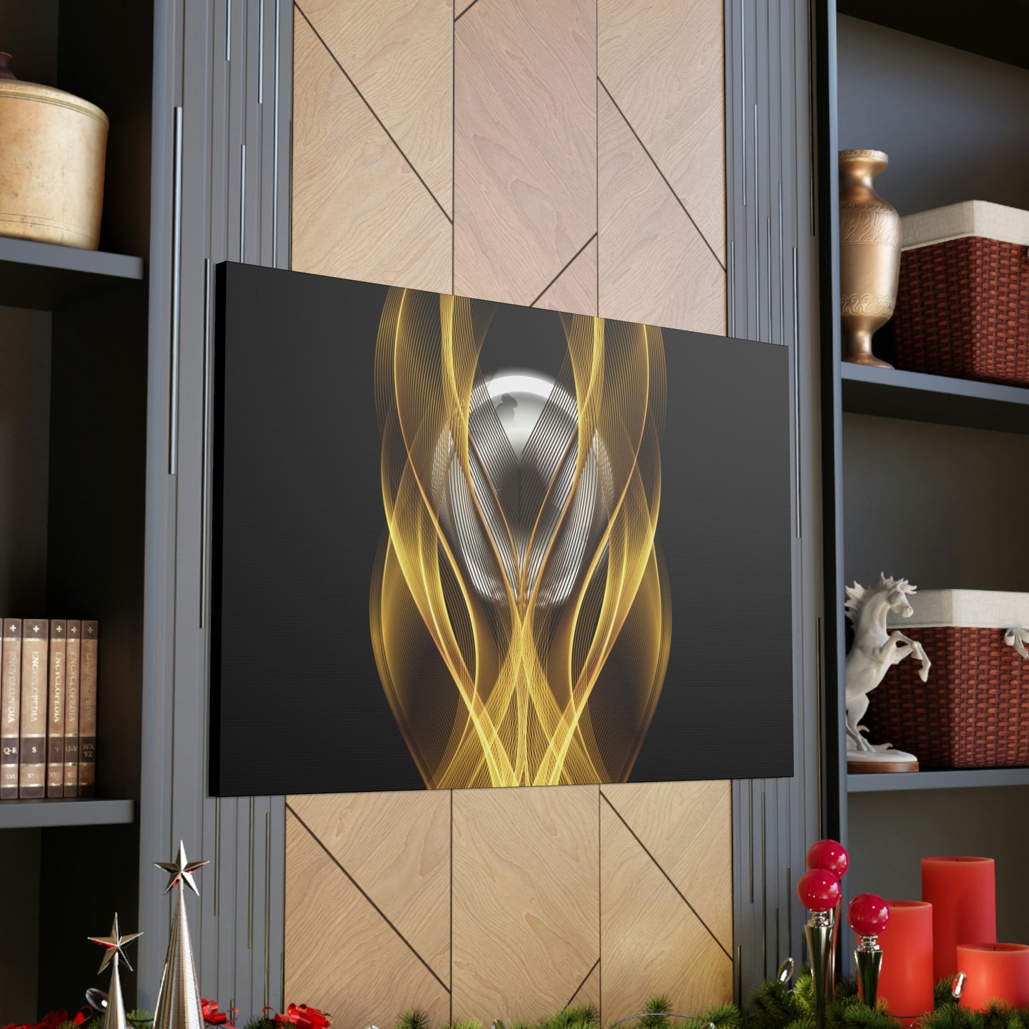 Home Decor Custom Wall ART | Canvas Frame Gold and Black Print | Painting Poster | Abstract Design | Modern Home Office Wall Frame | Firelin