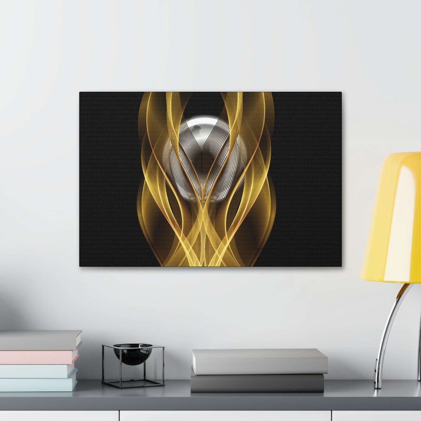 Home Decor Custom Wall ART | Canvas Frame Gold and Black Print | Painting Poster | Abstract Design | Modern Home Office Wall Frame | Firelin