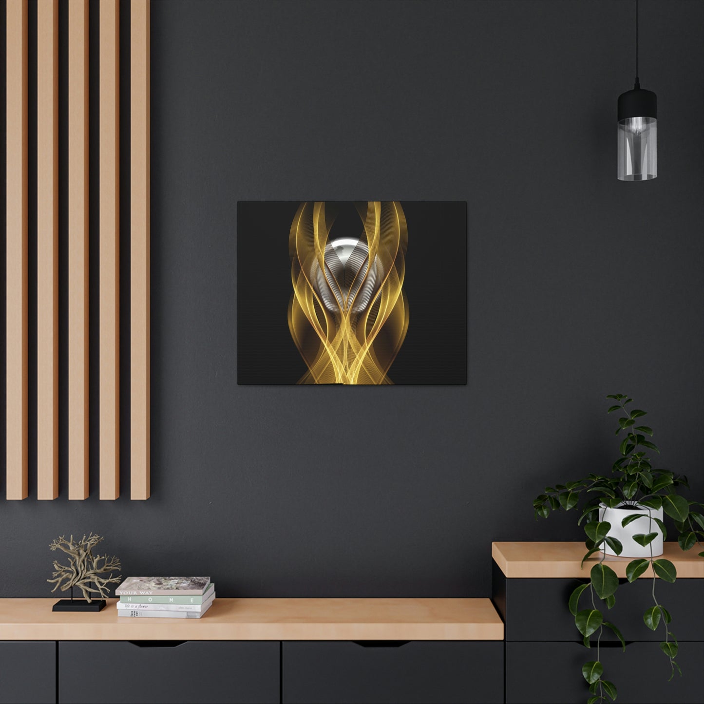 Home Decor Custom Wall ART | Canvas Frame Gold and Black Print | Painting Poster | Abstract Design | Modern Home Office Wall Frame | Firelin