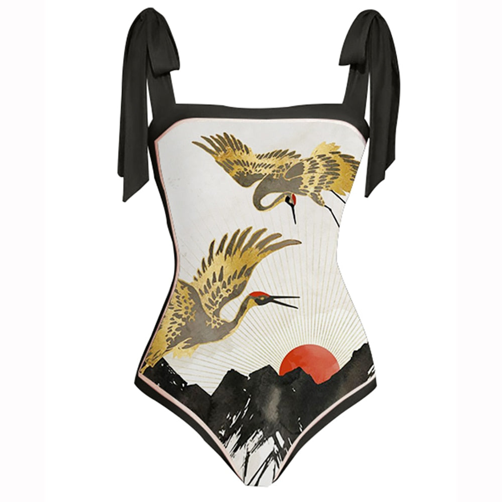 Skinny Square Neck Beachwear Seamless High Waist Cropped Swimsuit