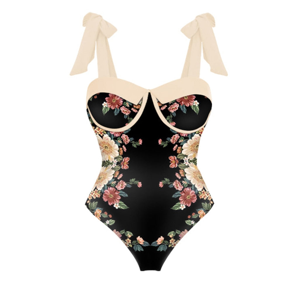 Chic One Piece Swimsuit and Coverup Slim Bikini High Beachwear