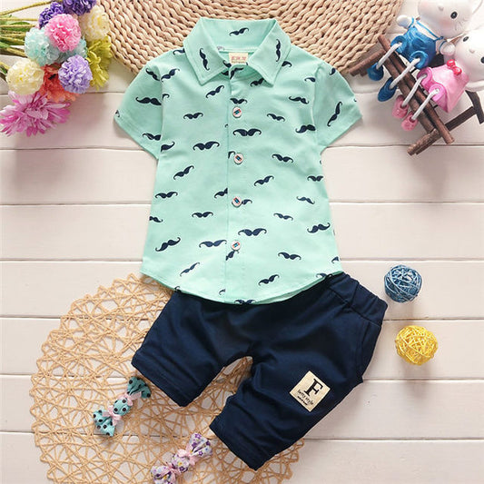 Summer Boys Clothing Sets T-shirt denim Shorts 2pcs Set