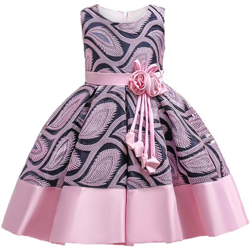 Christmas Princess Girls Flower Embroidered Dress Elegant Kids Girl Wedding Party Dresses Girls Halloween Dress Girls Clothes