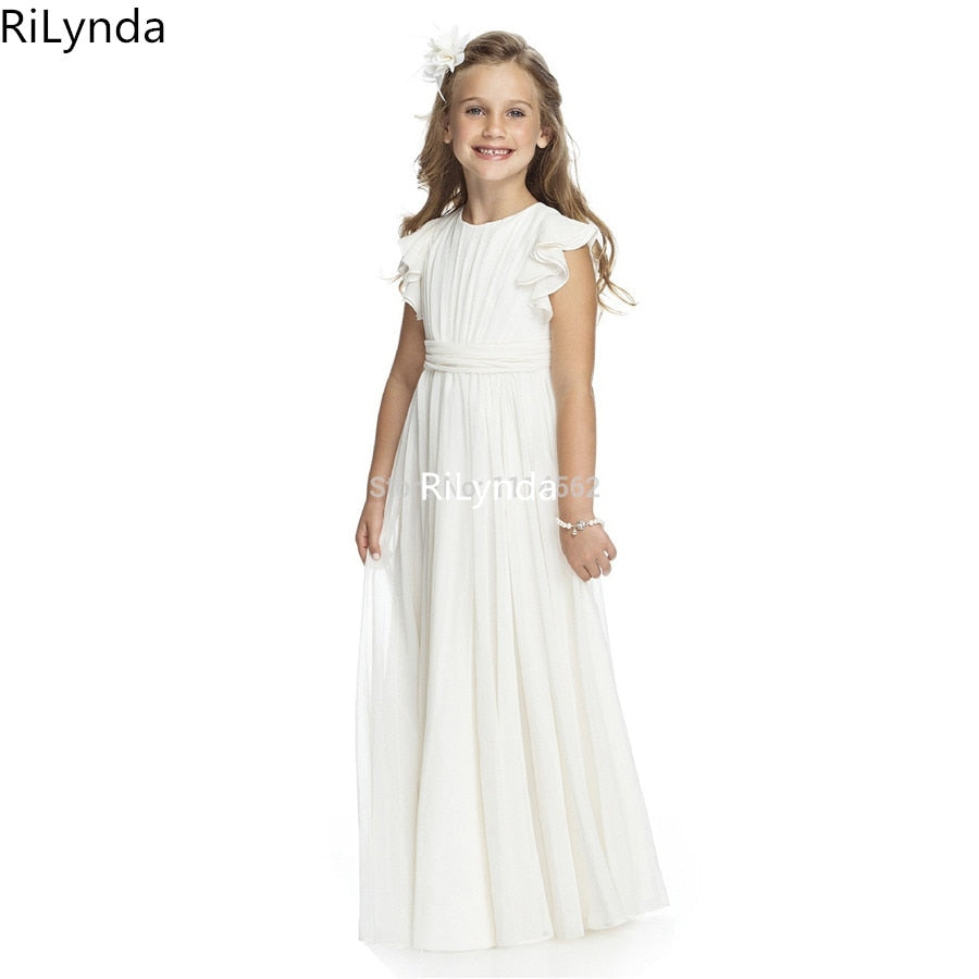 Flower Girl Dresses O-neck Appliques Short Sleeves Ball Gown Pageant Dresses Communion Gown for Wedding Custom Made Vestido