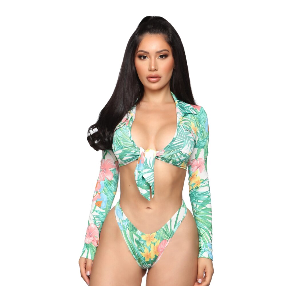 Bikini Set Women Plus Size Long Sleeve two-pieces