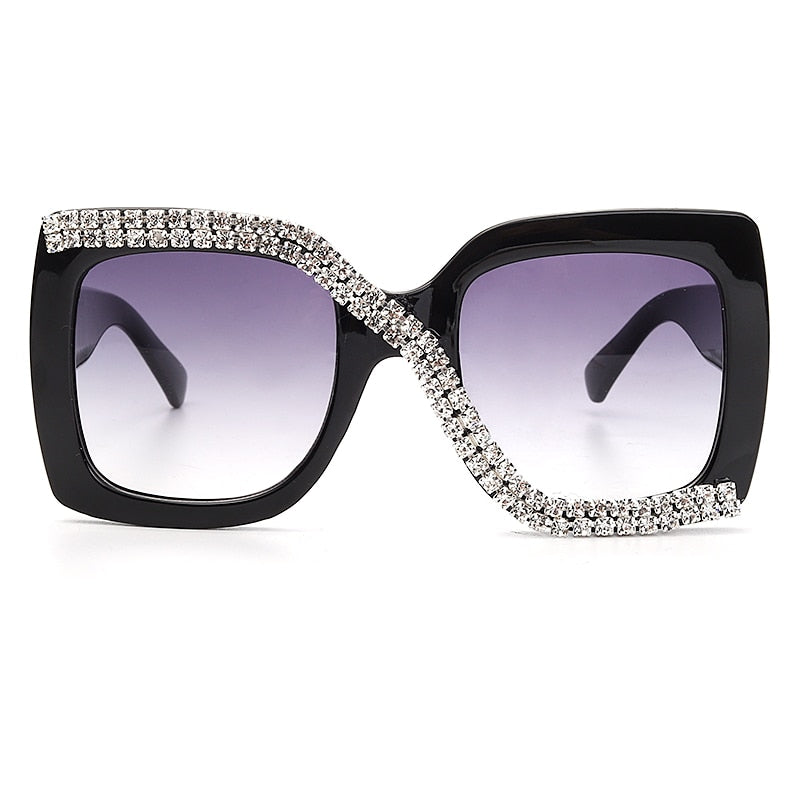 Women Luxury Vintage Oversized Sunglasses Rhinestone Glasses Shades