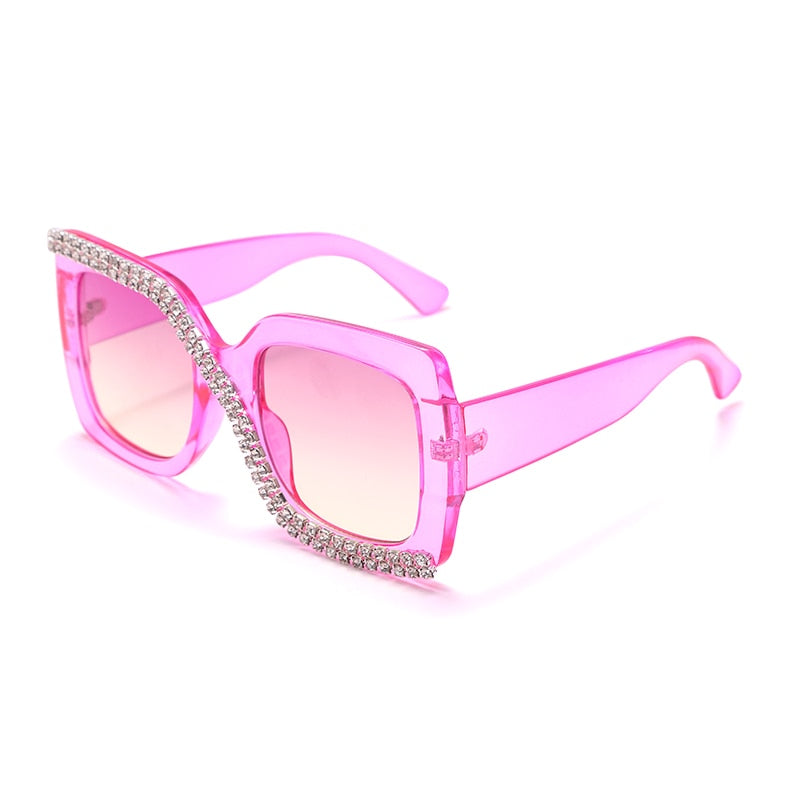 Women Luxury Vintage Oversized Sunglasses Rhinestone Glasses Shades