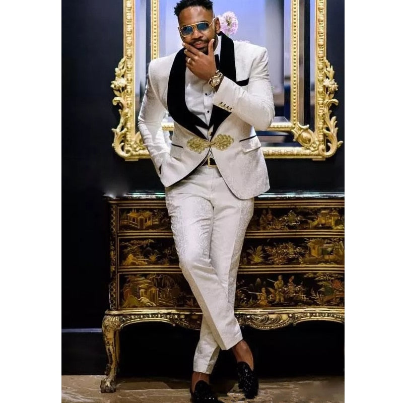 Men Tuxedo Wedding Dinner Slim Fit Men Suits Black Velvet Lapel 3 Pieces-Top Super Deals-Free Item Online