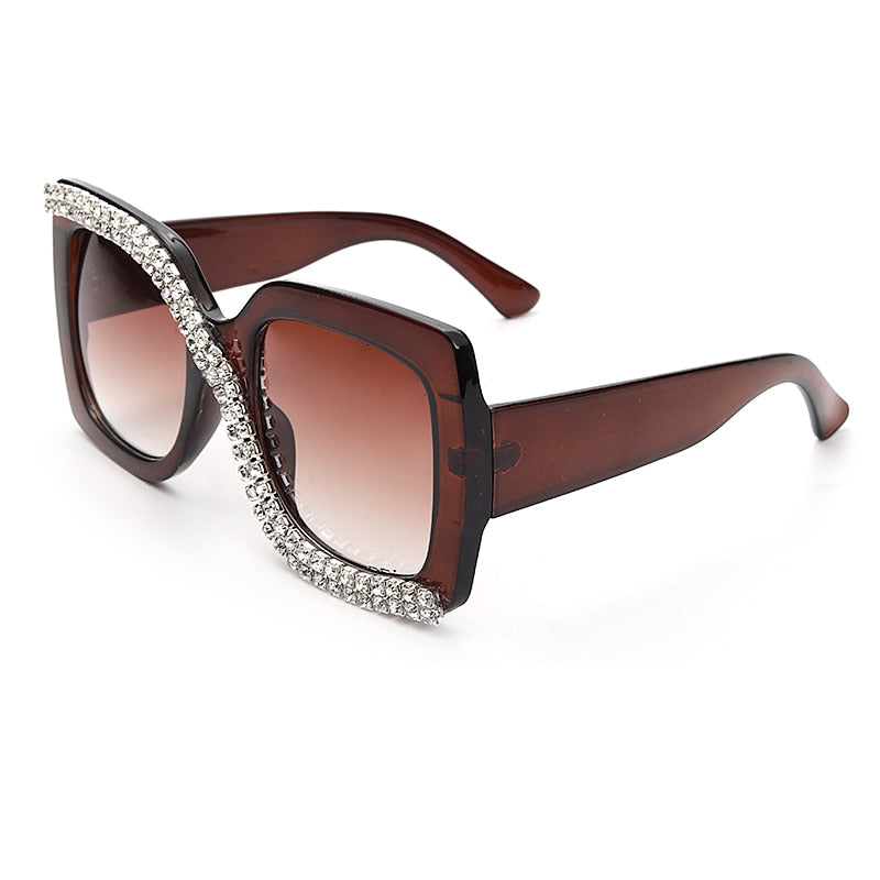 Women  Luxury Vintage Oversized Sunglasses Rhinestone Glasses Shades