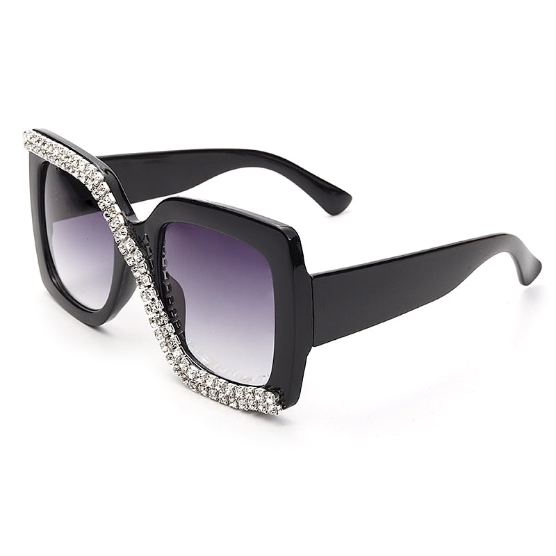 Women  Luxury Vintage Oversized Sunglasses Rhinestone Glasses Shades
