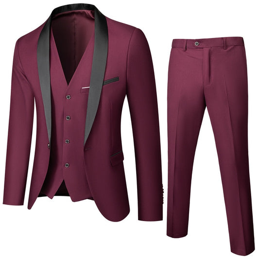 Wedding Eveing Dress 3 Pieces Jacket+Pants+Vest