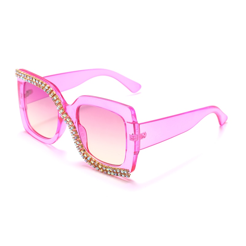 Women Luxury Vintage Oversized Sunglasses Rhinestone Glasses Shades