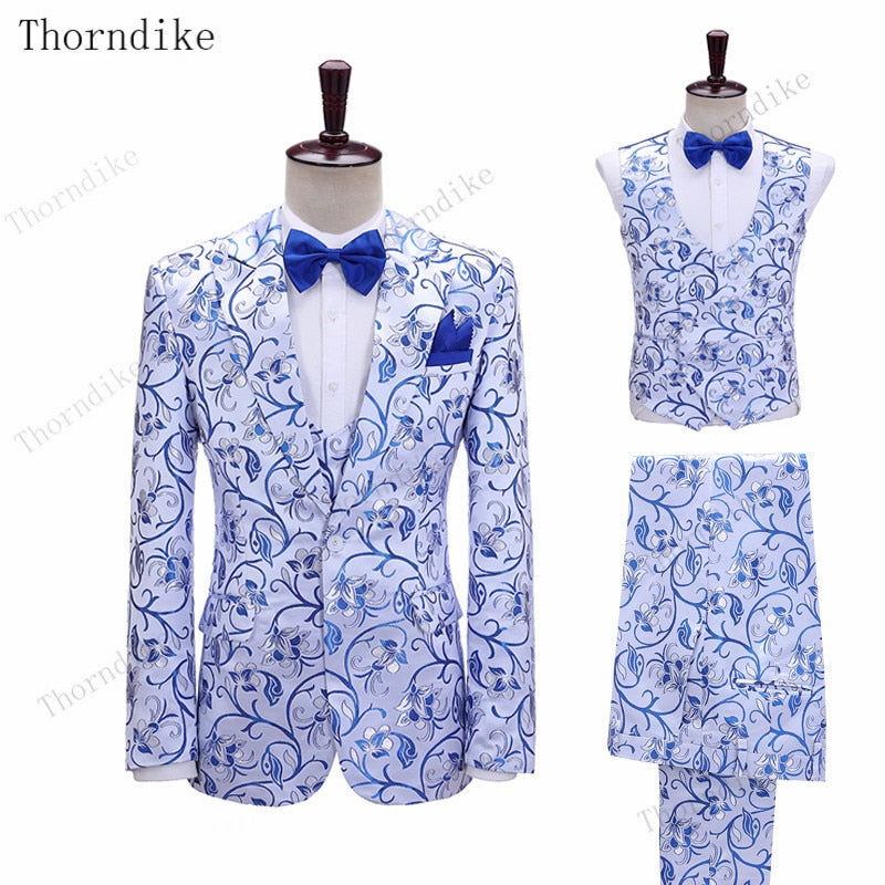 Mens Wedding Jacket Singer 3-Piece Suit Blazer