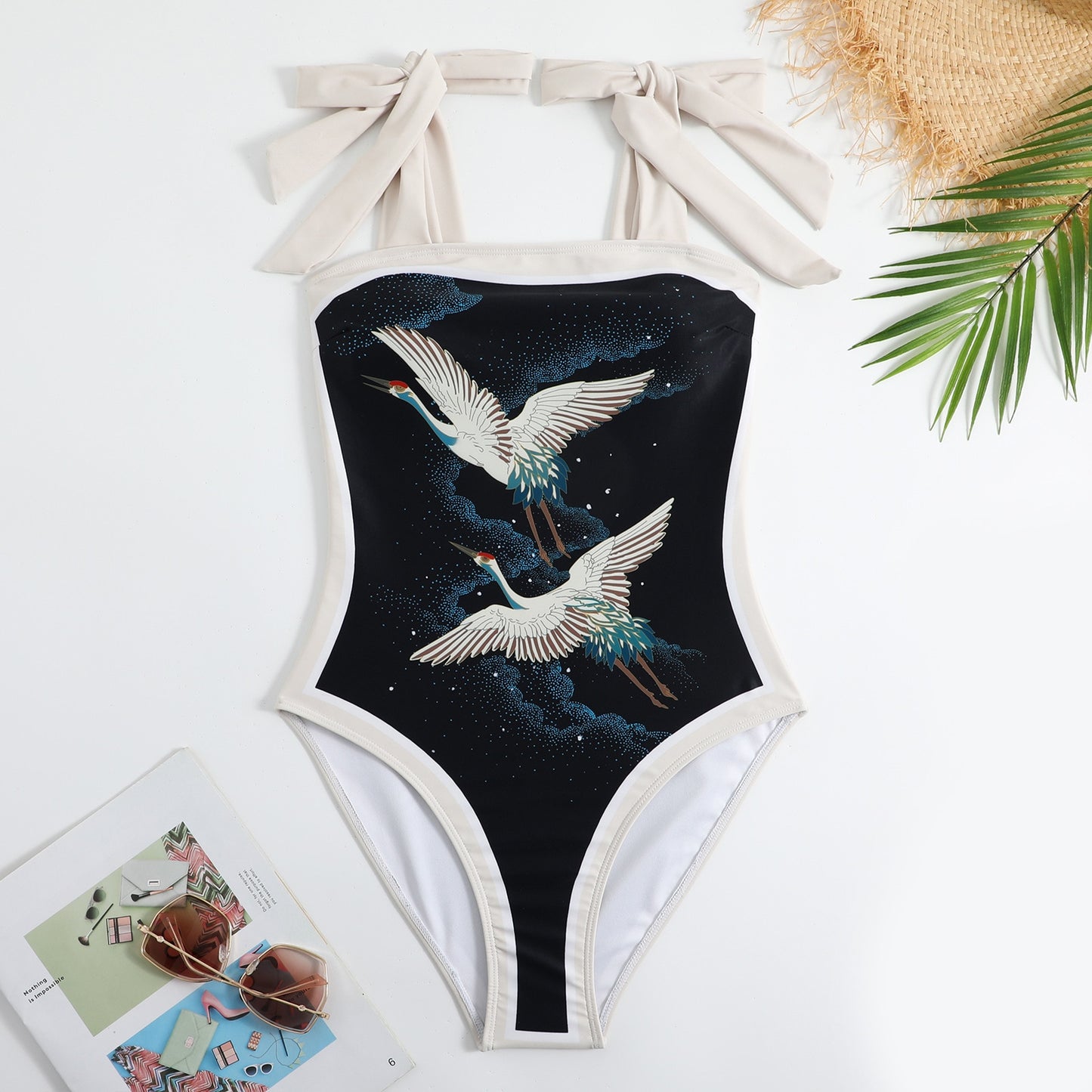 Bowknot One Piece Swimsuit Women Swimwear Skirt Cover Up Brazilian Bikini New Floral Print Beach Bathing Suit Set