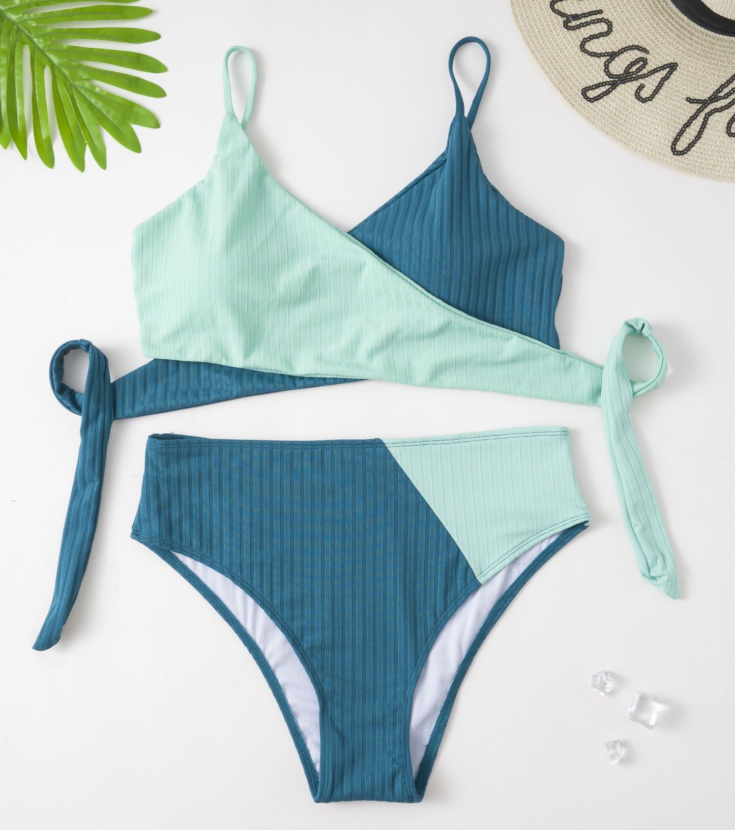 Plus Size Swimsuits 2 Pieces Set Women High Waist Push Up Bikini Sets Flower Print Bathing Suits