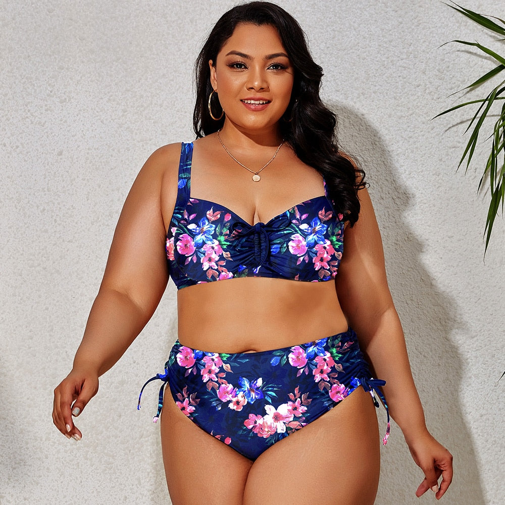 Plus Size Swimwear Women's Swimsuits Large Bathing Suits Two-piece High Waist Push Up Bikini Set