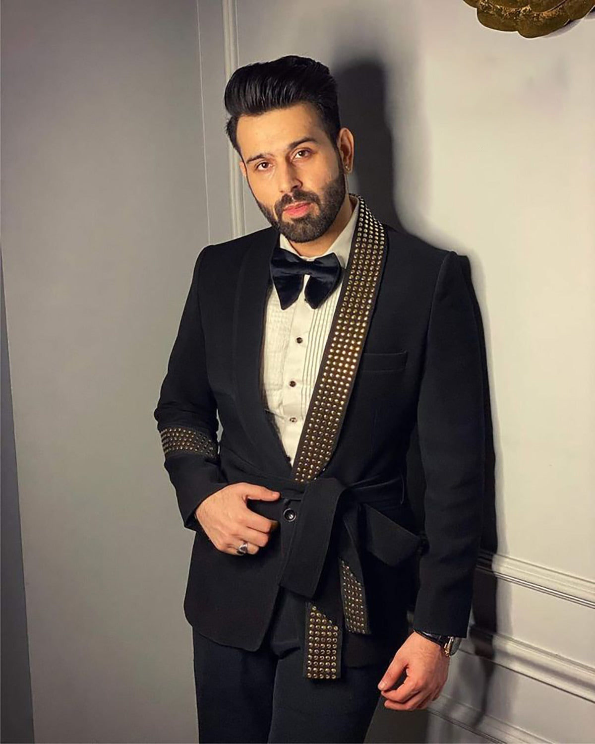 Black Sequin Party Men Suits One-piece Fashion Wedding Suit Jacket Belt Suit for Men Formal Occasion-Top Super Deals-Free Item Online