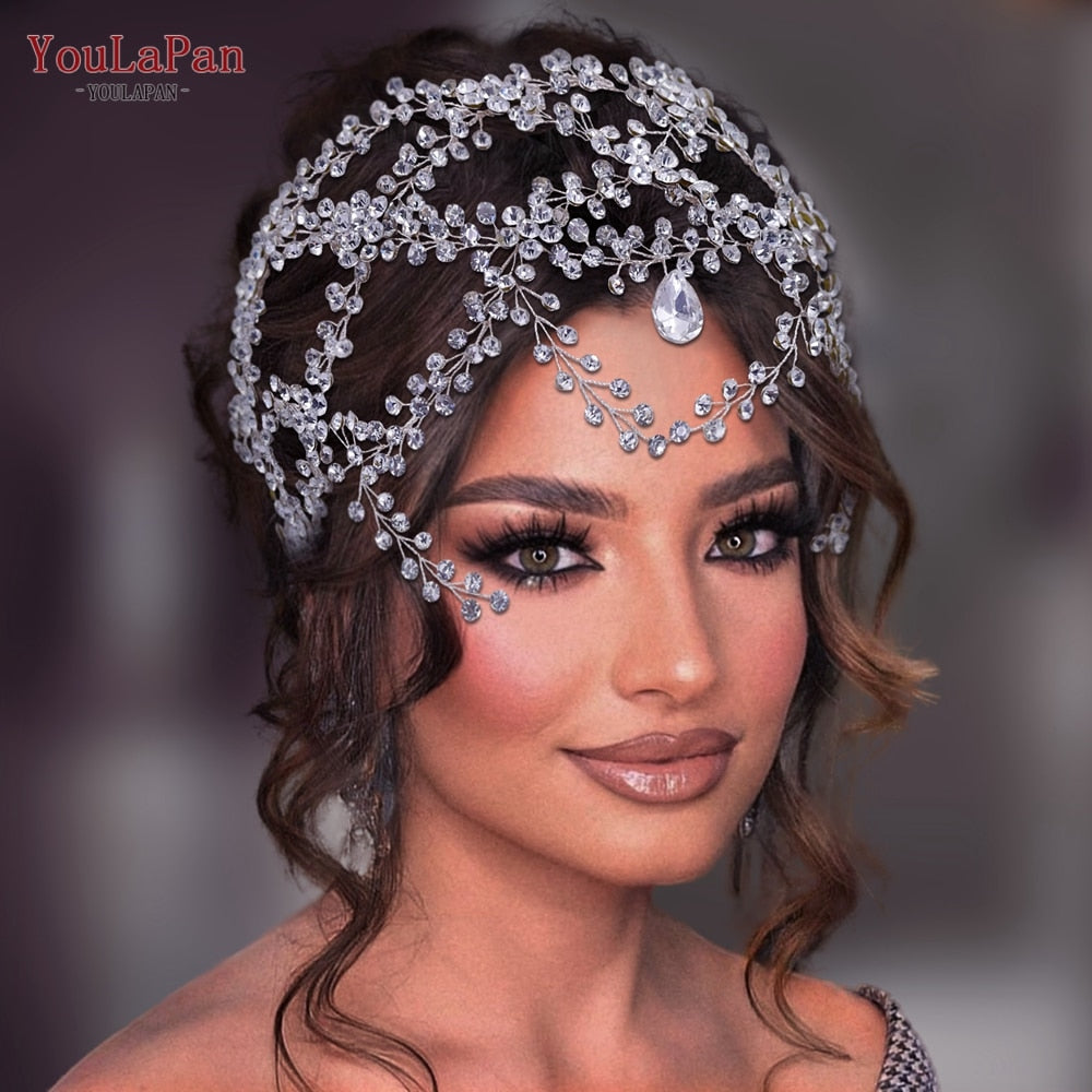Rhinestone Forehead Headband Fashion Crystal Bridal Headpiece Wedding Hair Accessories Tiara wear