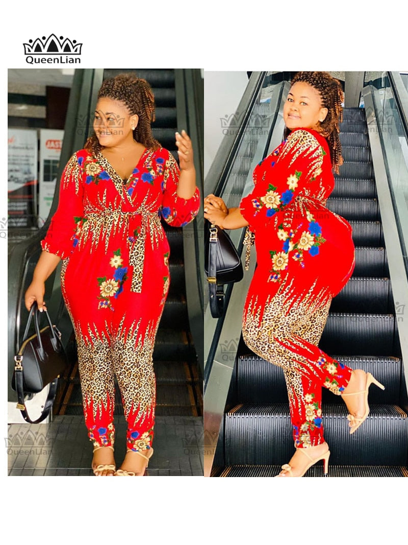Fashion Dashiki Chiffon Top and Stretch Pants  Set 2-Piece