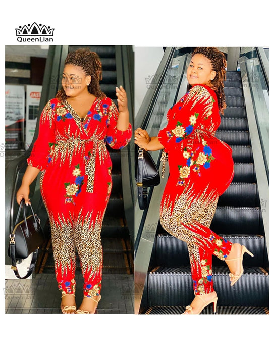 Fashion Dashiki Chiffon Top and Stretch Pants  Set 2-Piece