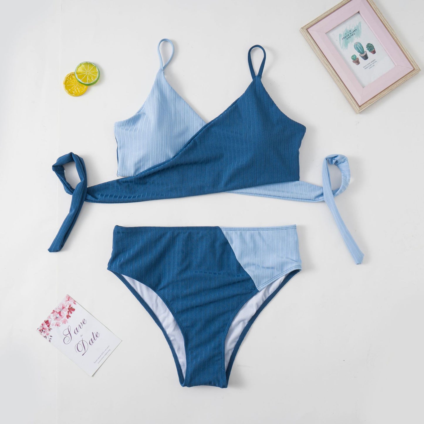Plus Size Swimsuits 2 Pieces Set Women High Waist Push Up Bikini Sets Flower Print Bathing Suits
