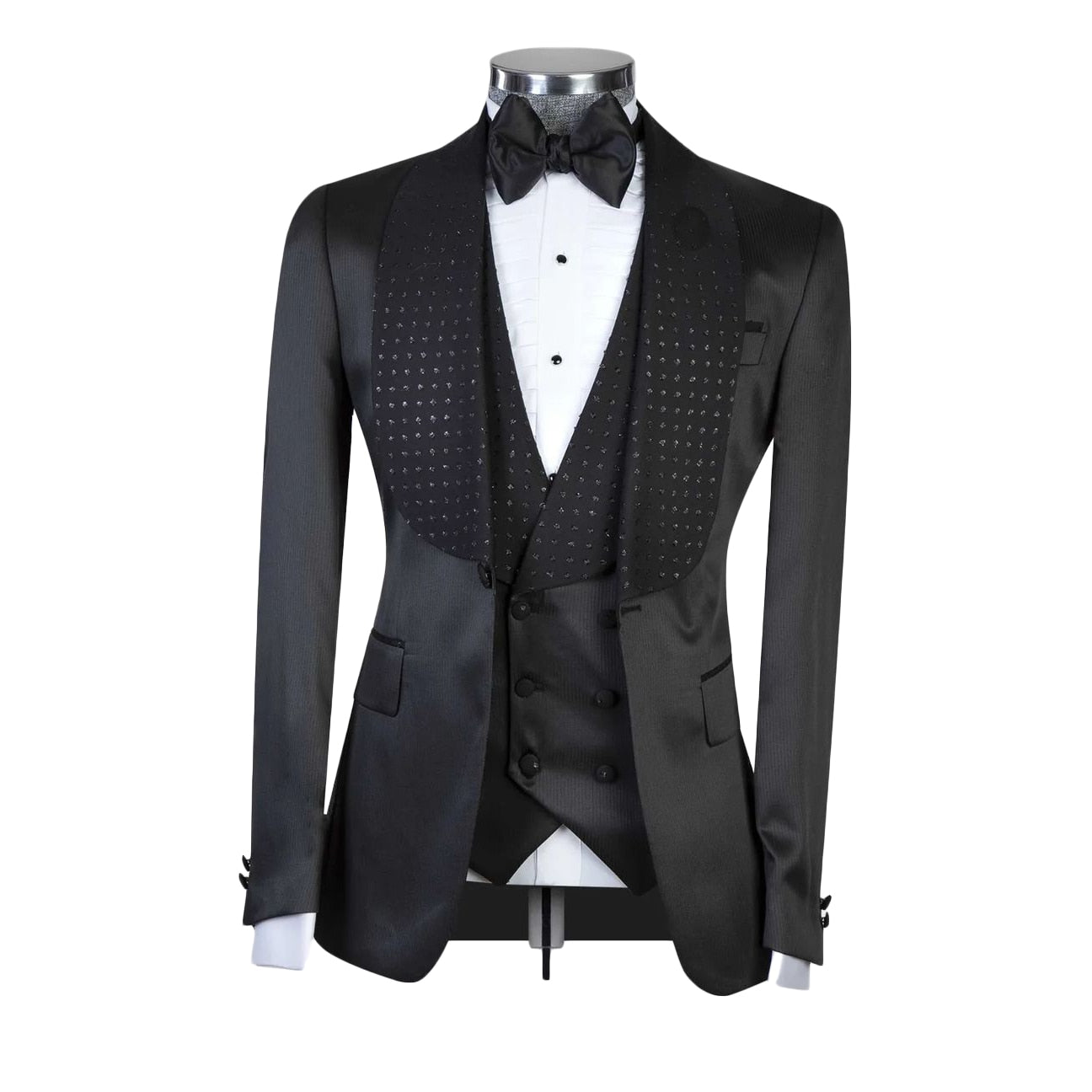 Elegant Black Men Suits With One Button Two Pieces Jacket Vest Custom Made Bridegroom Wedding Formal Men Occasion wear-Top Super Deals-Free Item Online