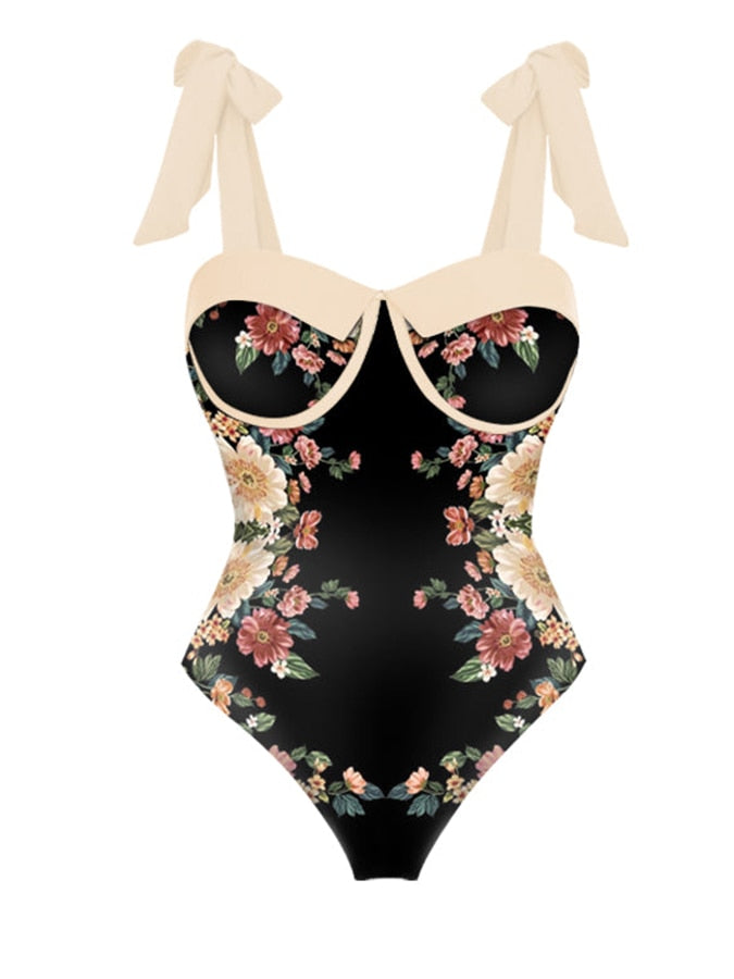 Chic One Piece Swimsuit and Coverup Slim Bikini High Beachwear