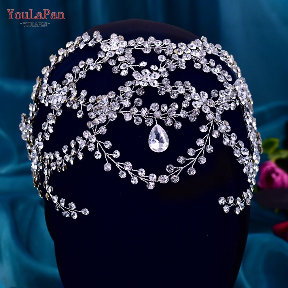 Rhinestone Forehead Headband Fashion Crystal Bridal Headpiece Wedding Hair Accessories Tiara wear