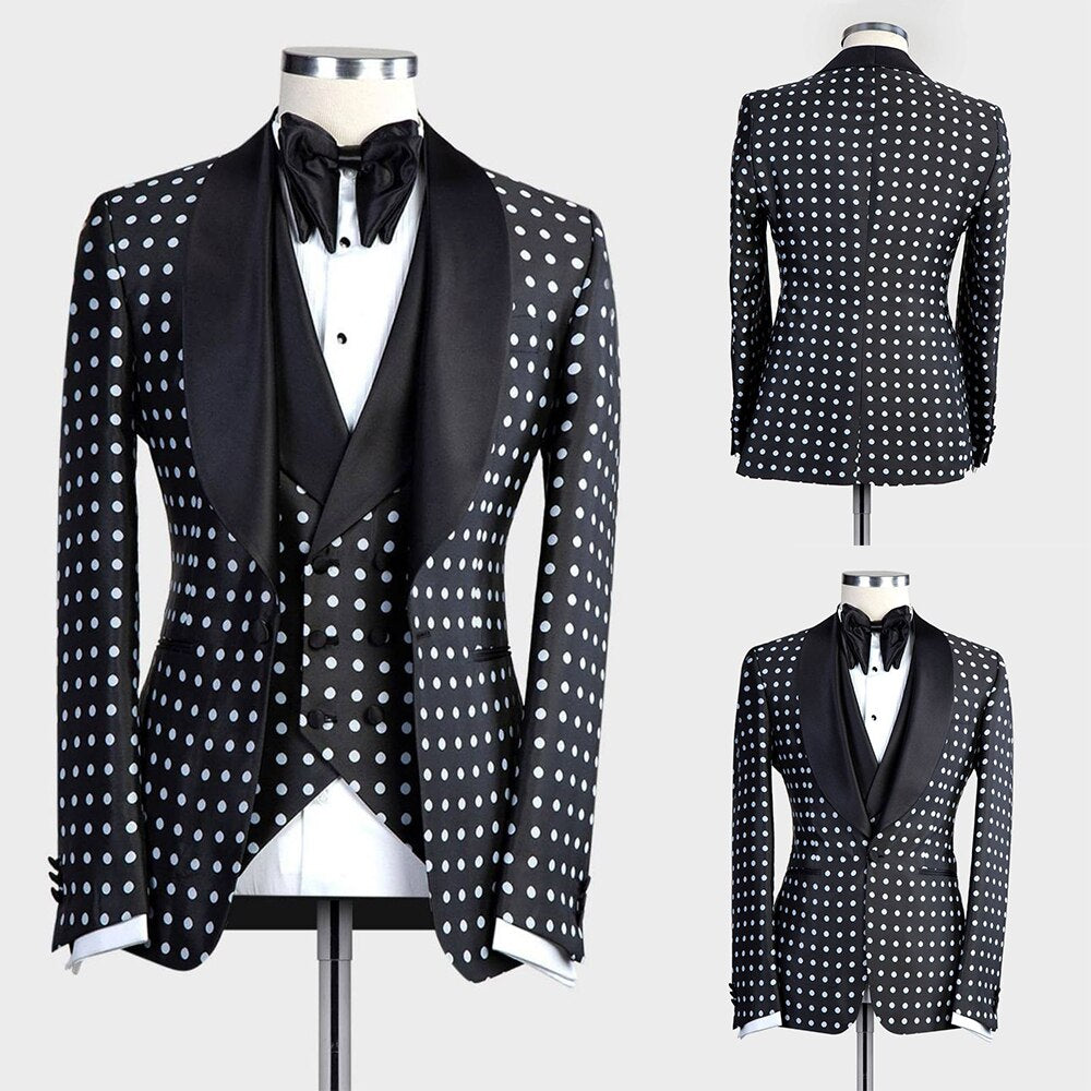Black Men Suits Tuxedo 2 Pieces Jacket Vest Blazer Wedding Party Singer Groom
