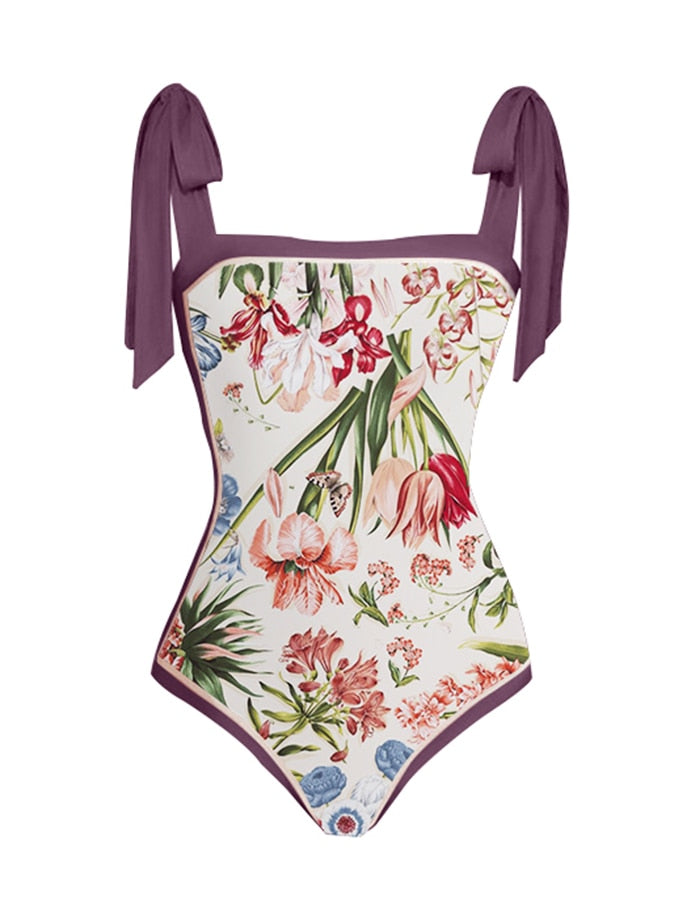 One Piece Swimsuit Floral Print