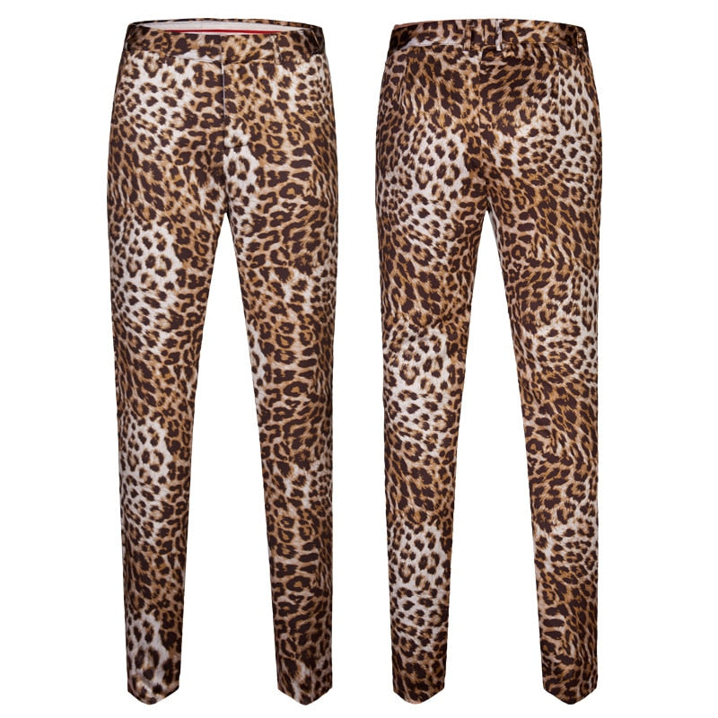 Leopard Print Suit Jacket Pants Two Pieces Blazers Coat Trousers Set