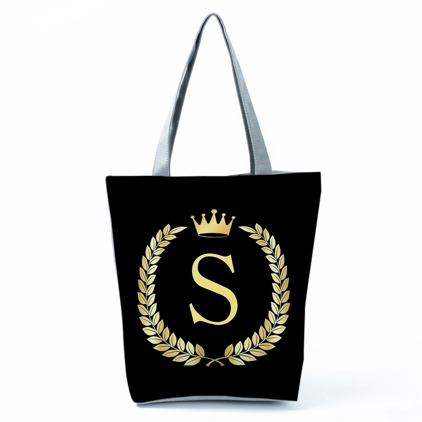 Black Customized Letter Alphabets Women Tote Shoulder Handbag