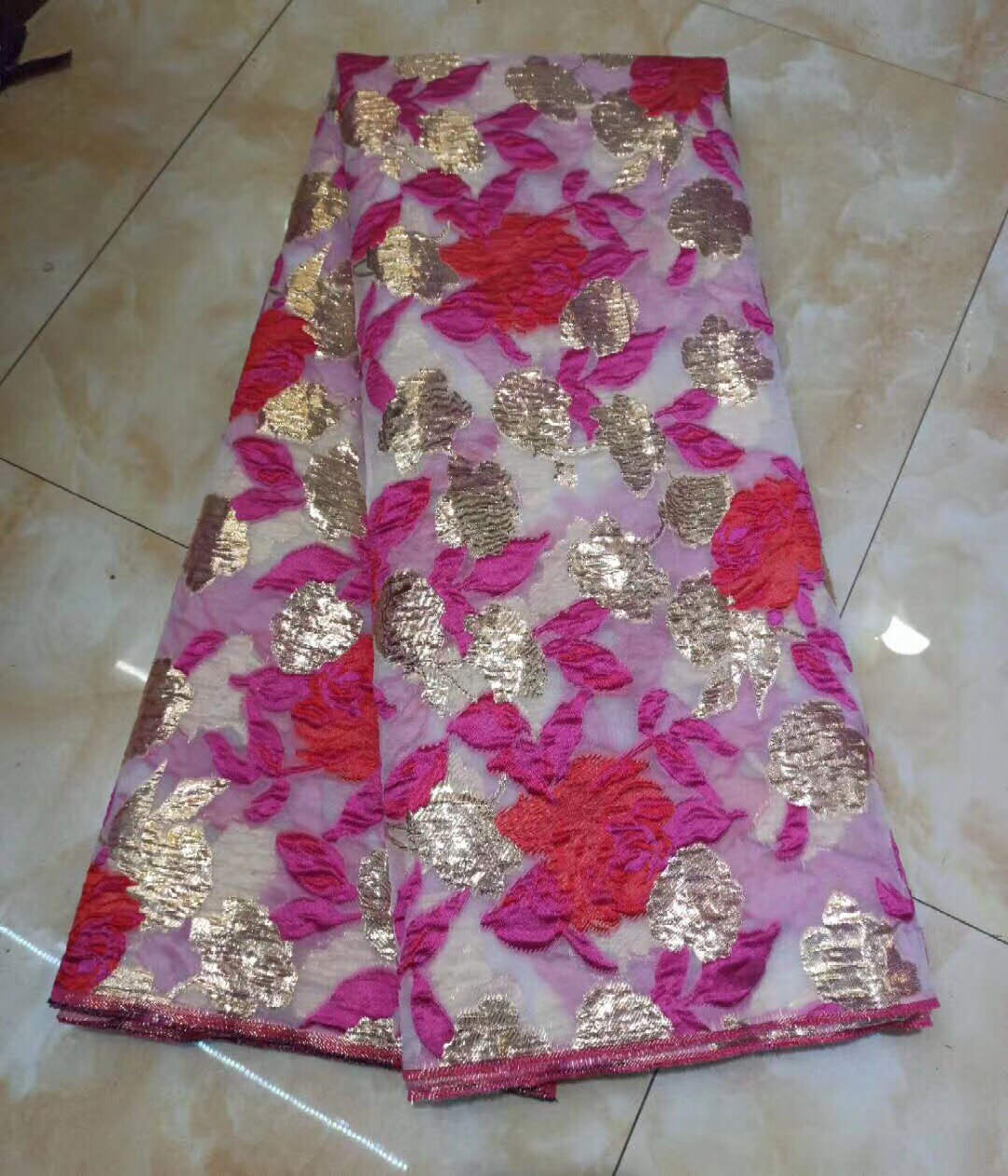 brocade jacquard lace fabric Gold 5 yards