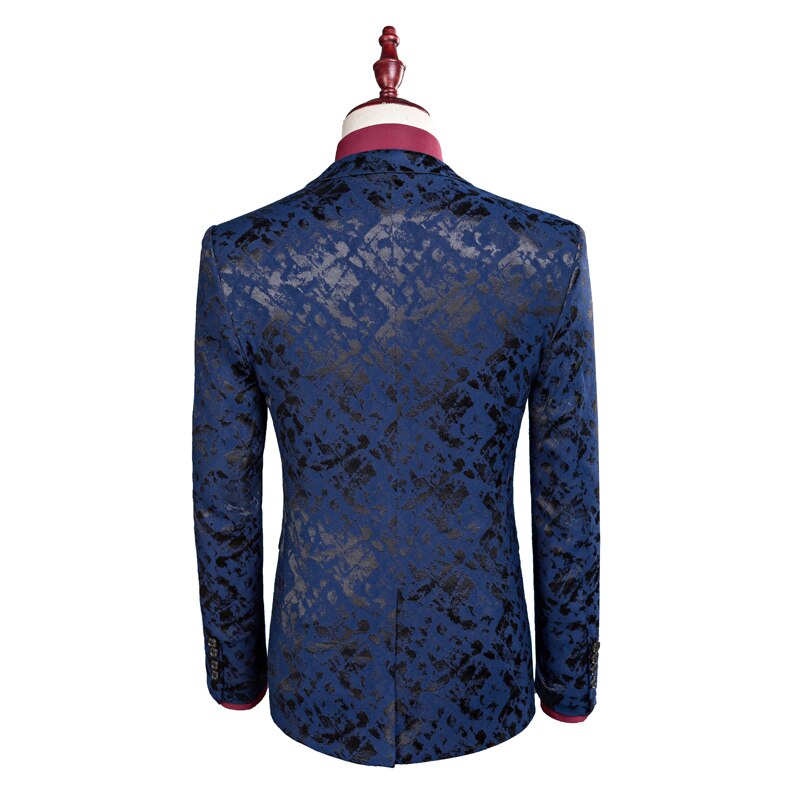 Men Suit Business Leisure Single Breasted Suits 3 Pieces Sets Male Printing Groom Wedding Dress Jacket Blazers Coat Vest Pants