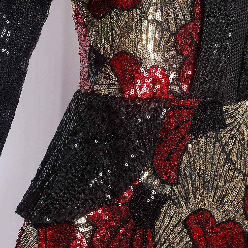 Women Plus Size Mermaid Dress Luxury Sequin Bodycon Evening Dresses