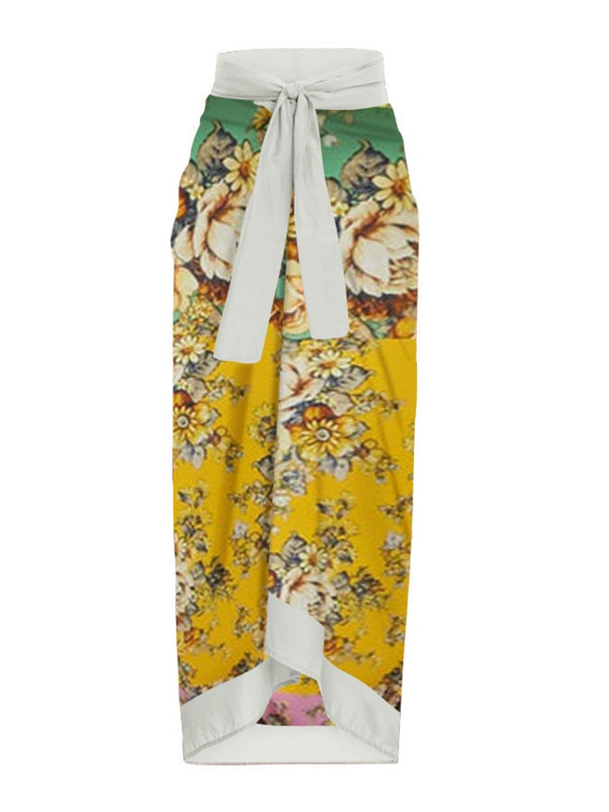 Swimsuit with Skirt Gold Asymmetrical Bathing Suit Summer Surf Wear