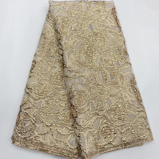 brocade jacquard lace fabric Gold 5 yards