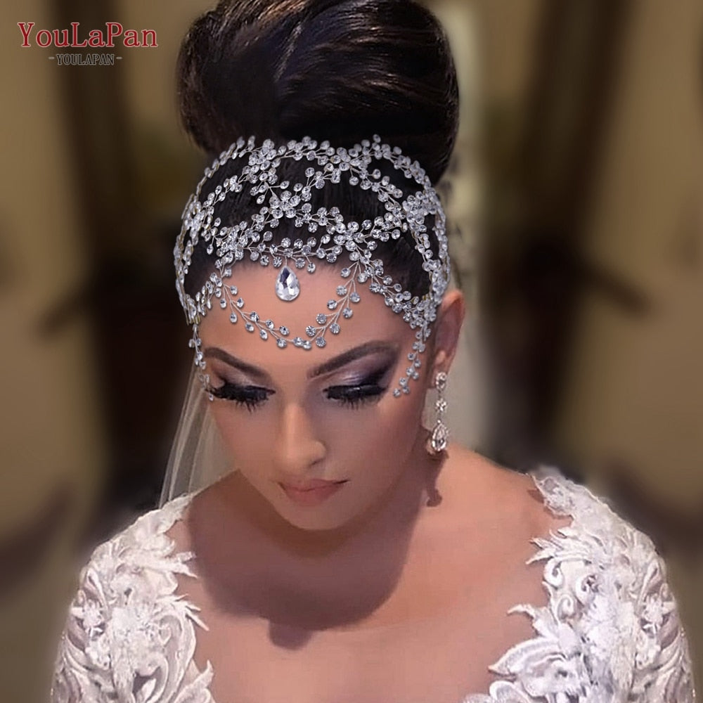 Rhinestone Forehead Headband Fashion Crystal Bridal Headpiece Wedding Hair Accessories Tiara wear