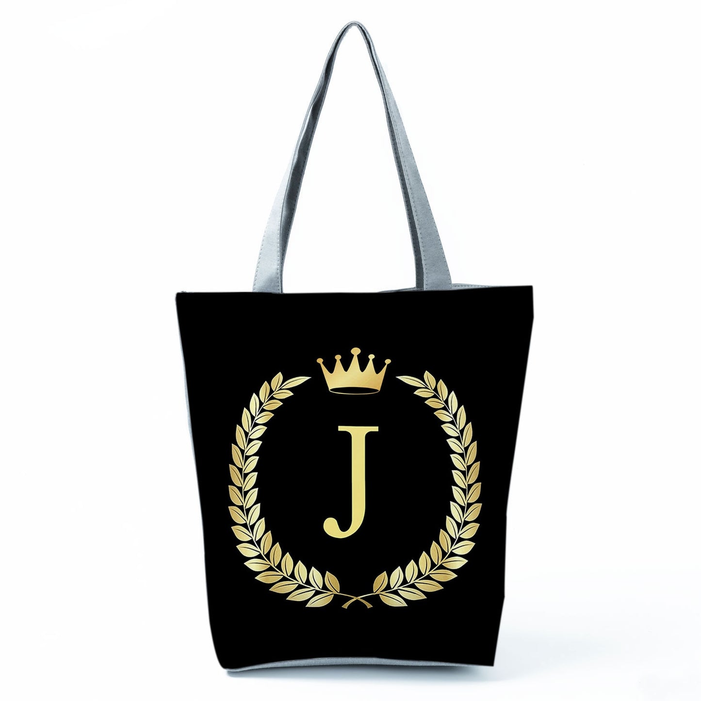 Black Customized Letter Alphabets Women Tote Shoulder Handbag