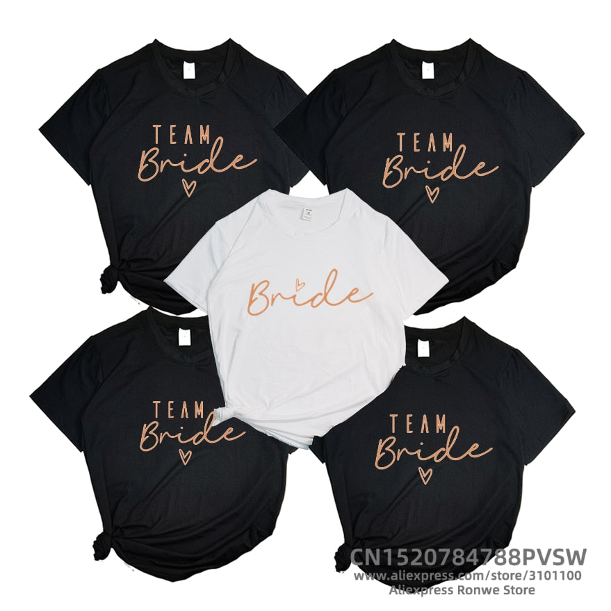 Gold Team Bride Letter Funny Women T shirt Bride To Be Squad Bachelorette Hen Party Bridesmaid Wedding Tops Tee